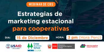 Webinar  CBS online "Estrategias de marketing estacional para cooperativas" de Sierra y Selva Exportadora