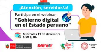 Webinar online "Gobierno digital en el Estado peruano" del SERVIR