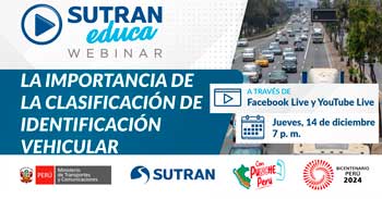 Webinar online gratis "La importancia de la clasificación de identificación vehicular" de la SUTRAN