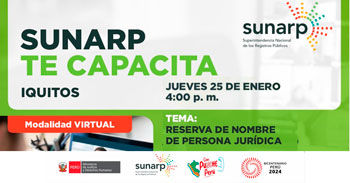 Charla online gratis "Reserva de nombre de persona jurídica" de la SUNARP