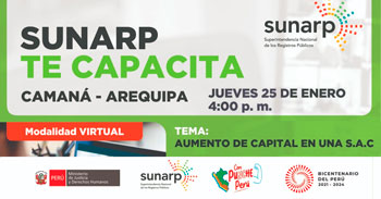 Charla online gratis "Aumento de capital en una S.A.C." de la SUNARP