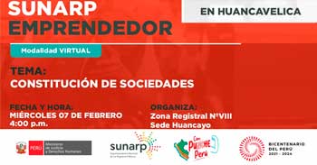 Charla online gratis "Constitución de sociedades" de la SUNARP