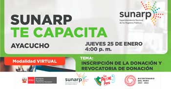 Charla online gratis "Inscripción de la donación y revocatoria de donación" de la SUNARP