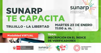 Charla online gratis "Inscripción en el índice de verificadores" de la SUNARP