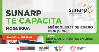 Charla online gratis "Servicios gratuitos que ofrece la SUNARP" de la SUNARP