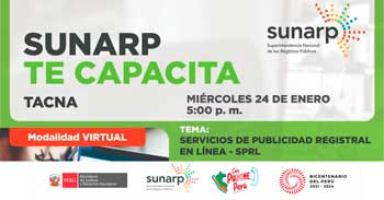 Charla online gratis "Servicios de Publicidad Registral en Línea - SPRL" de la SUNARP