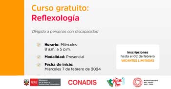 Curso presencial gratis "Reflexología" del MIMP