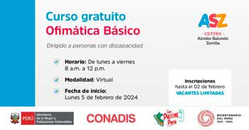 Curso online gratis "Ofimática Básico" del MIMP