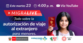 Evento online gratis "Autorización de viaje al extranjero para menores" de MIGRACIONES