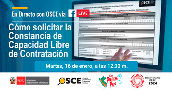 Evento online gratis  "Cómo solicitar la Constancia de Capacidad Libre de Contratación" del OSCE