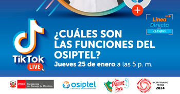 Evento online gratis "Cuáles son las funciones del OSIPTEL" 