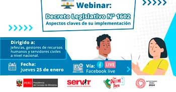 Webinar online "Decreto Legislativo N° 1602 Aspectos claves de su implementación" del SERVIR
