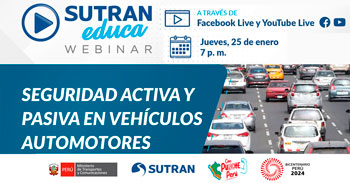 Webinar online "Seguridad activa y pasiva en vehículos automotores" de la SUTRAN
