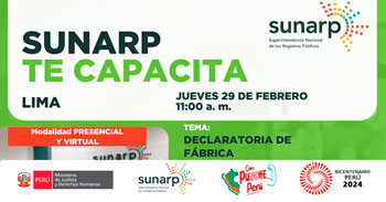 Charla semipresencial gratis "Declaratoria de fábrica" de la SUNARP