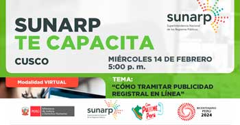 Charla online gratis "Cómo tramitar publicidad registral en línea" de la SUNARP