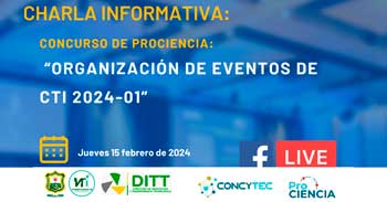 Charla online gratis concurso "Organización de eventos de CTI" de CONCYTEC