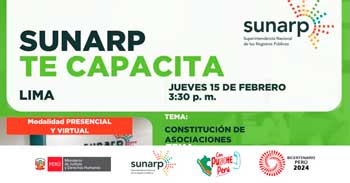 Charla online gratis "Constitución de asociaciones"  de la SUNARP
