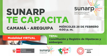 Charla online gratis "Constitución y Registro de Hipotecas y embargos" de la SUNARP