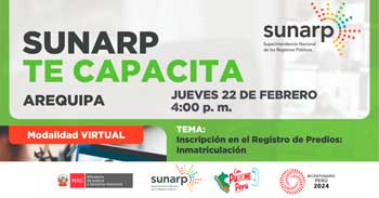 Charla online gratis "Inscripción en el Registro de Predios: Inmatriculación" de la SUNARP