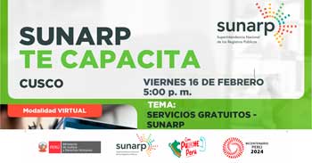 Charla online gratis "Servicios gratuitos que brinda la SUNARP" 