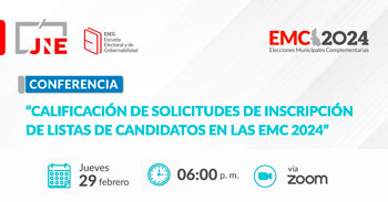 Conferencia online "Calificación de solicitudes de inscripción de listas de candidatos en las EMC2024"