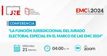 Conferencia online "La función jurisdiccional del Jurado Electoral Especial en el marco de las EMC2024"