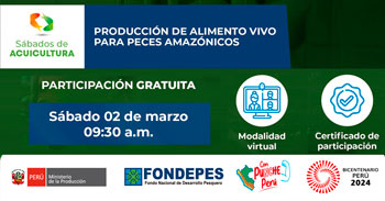 Curso online gratis con certificado "Producción de Alimento Vivo para Peces Amazónicos" de FONDEPES