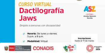 Curso online gratis "Dactilografía Jaws" del MIMP Conadis