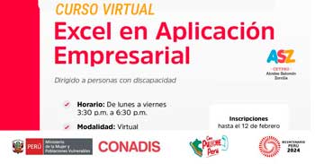 Curso online gratis "Excel en Aplicación Empresarial" del MIMP Conadis