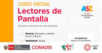 Curso online gratis "Lectores de Pantalla" del MIMP Conadis