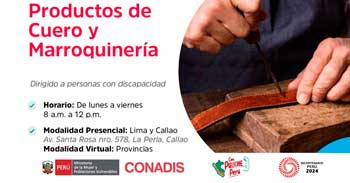 Curso online y presencial gratis "Productos de Cuero y Marroquinería" del MIMP Conadis