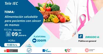 Evento online gratis "Alimentación saludable para pacientes con cáncer de mamas" del INEN