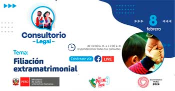 Evento online gratis Consultorio legal "Filiación extramatrimonial"del MINJUSDH