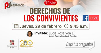 Evento online gratis "Derechos de los convivientes" del Poder Judicial del Perú