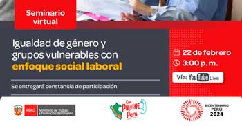 Seminario online gratis "Igualdad de género y grupos vulnerables con enfoque social laboral" del MTPE