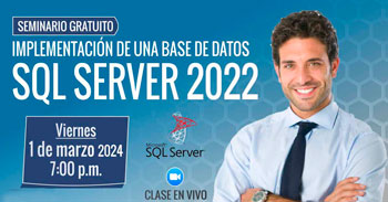 Seminario online gratis "Implementación de una base de datos con SQL server 2022" de CIETSI Perú