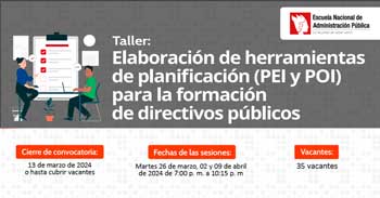Taller online "Elaboración de herramientas de planificación (PEI y POI)" de la ENAP
