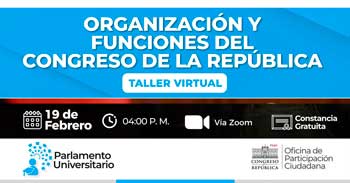 Taller online online "Organización y funciones del congreso de la república"  