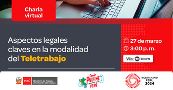 Charla online gratis "Aspectos legales claves en la modalidad del Teletrabajo" del MTPE