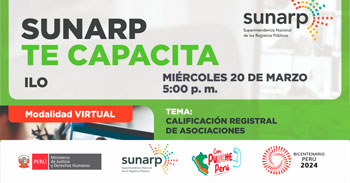 Charla online gratis "Calificación registral de asociaciones," de la SUNARP