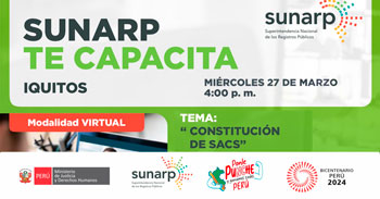 Charla online gratis "Constitución de SACS" de la SUNARP
