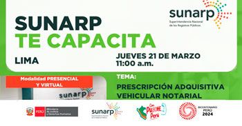 Charla online gratis "Prescripción adquisitiva vehicular notarial" de la SUNARP