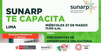 Charla online y presencial gratis "Precedentes de observancia obligatoria" de la SUNARP
