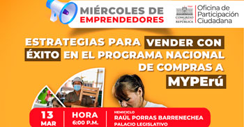 Ciclo de conferencias gratis "Miércoles de Emprendedores" del Congreso de la República