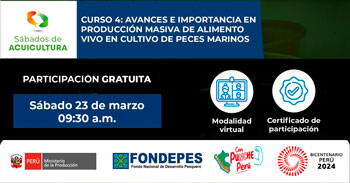 Curso online gratis Avances e Importancia en producción masiva de alimento vivo en cultivo de peces marinos de FONDEPES