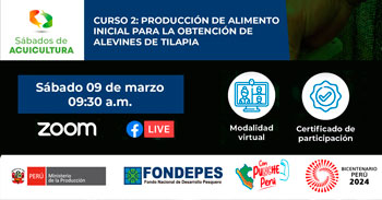 Curso online gratis "Producción de Alimento Inicial para la Obtención de Alevines de Tilapia" de FONDEPES