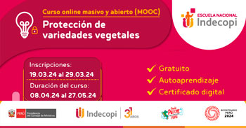 Curso online gratis con certificado sobre "Protección de variedades vegetales" de INDECOPI