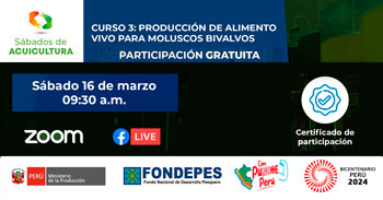 Curso online gratis "Producción de Alimento Vivo para Moluscos Bivalvos" de FONDEPES