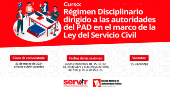 Curso online "Régimen Disciplinario dirigido a las autoridades del PAD - LSC" de la ENAP