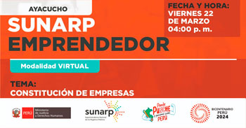Evento online gratis "Constitución de empresas" de la SUNARP
